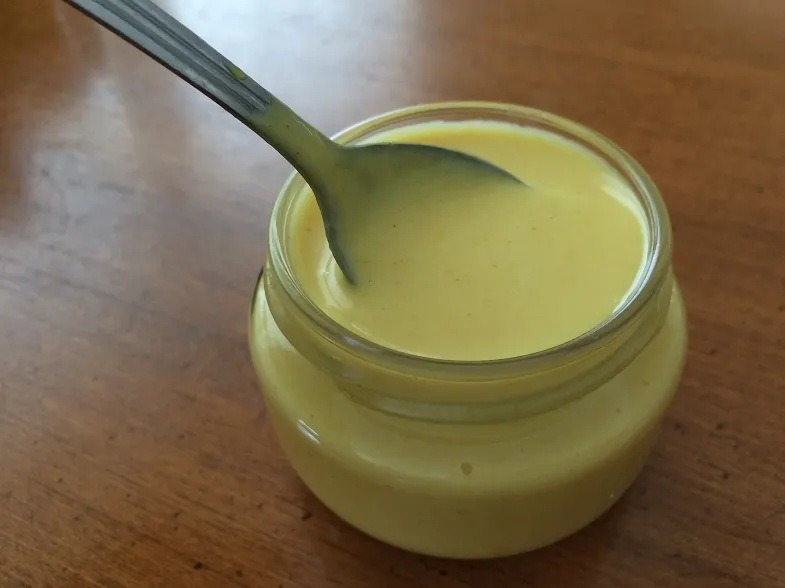 gluten-free honey mustard sauce with spoon